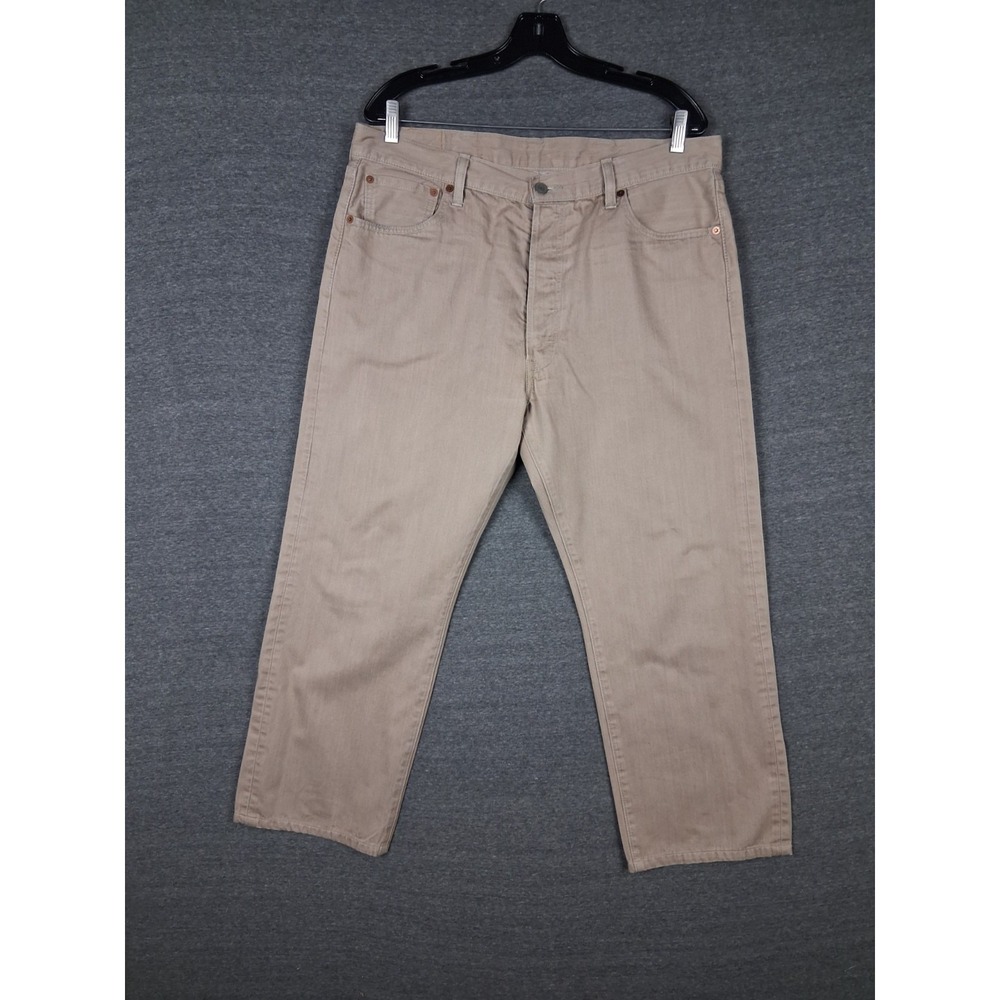 Levis Jeans Mens 38x30 Brown Denim 501 Button Fly Classic Casual Streetwear